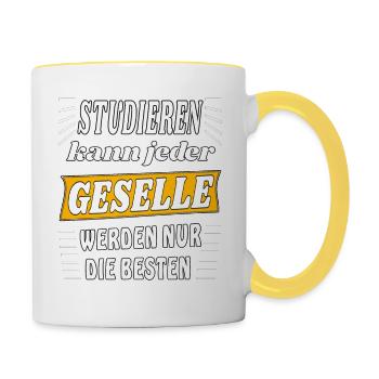 STUDIEREN KANN JEDER GESELLE WERDEN NUR DIE BESTEN - Tasse zweifarbig - Weiß/Gelb - Rechts