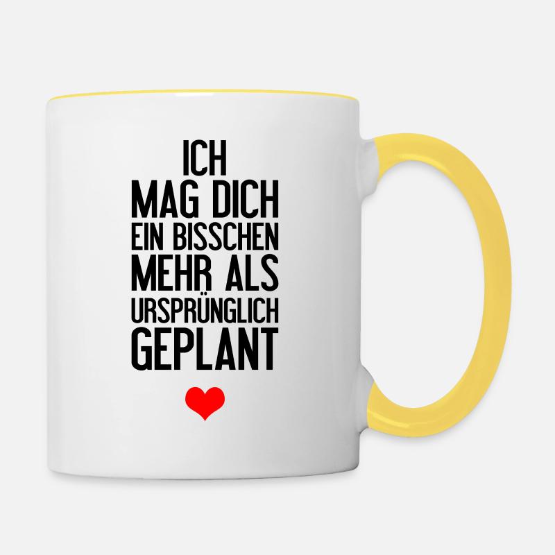 Ich mag dich ein bisschen mehr Geschenidee Liebe - Tasse zweifarbig - Weiß/Gelb