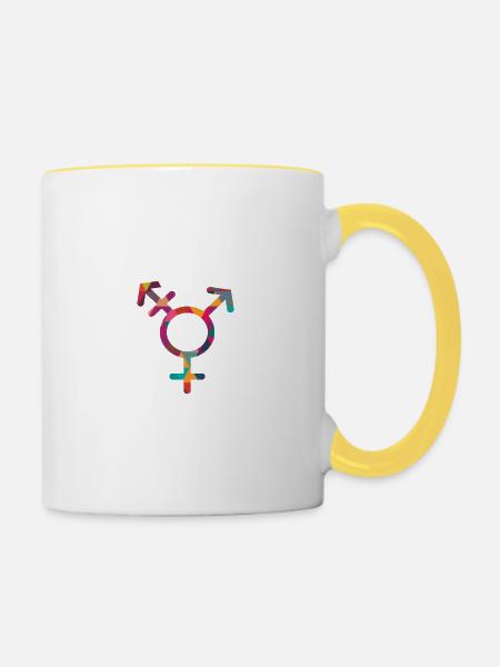 Alle Geschlechter - Tasse zweifarbig - Weiß/Gelb