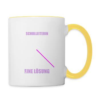 Ich bin Schulleiterin Ich finde immer eine Lösung - Tasse zweifarbig - Weiß/Gelb - Rechts