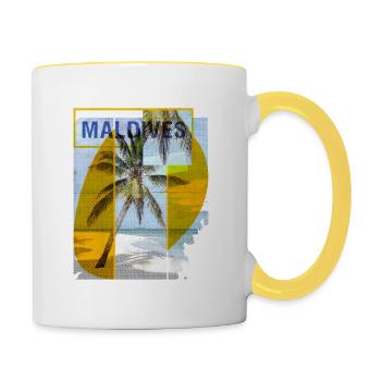 Maldives Beach Vintage - Contrasting Mug - white/yellow - Right
