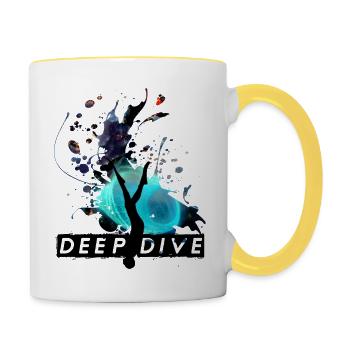 Conception de plongée en apnée en plongée profonde - Mug contrasté - blanc/jaune - Droite
