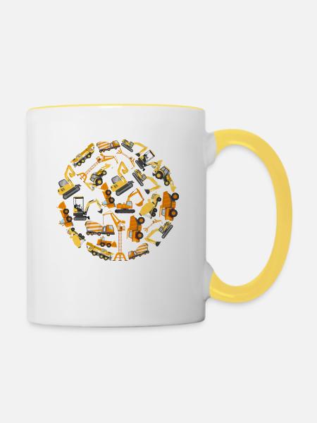 Construction Excavator Builders - Tasse zweifarbig - Weiß/Gelb