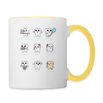 Dentist tooth teeth female dentist doctor dental hygienist - Contrasting Mug - white/yellow - Right