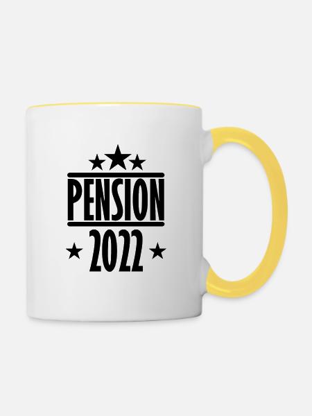 Pension 2022 - Tasse zweifarbig - Weiß/Gelb