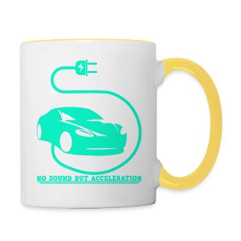 E Car Electric Car Green - Contrasting Mug - white/yellow - Right