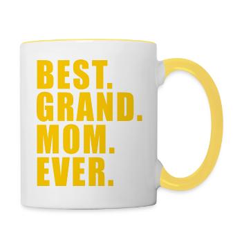 BEST GRAND MOM EVER GESCHENK OMA GRANDMA GROßMUTTE - Tasse zweifarbig - Weiß/Gelb - Rechts