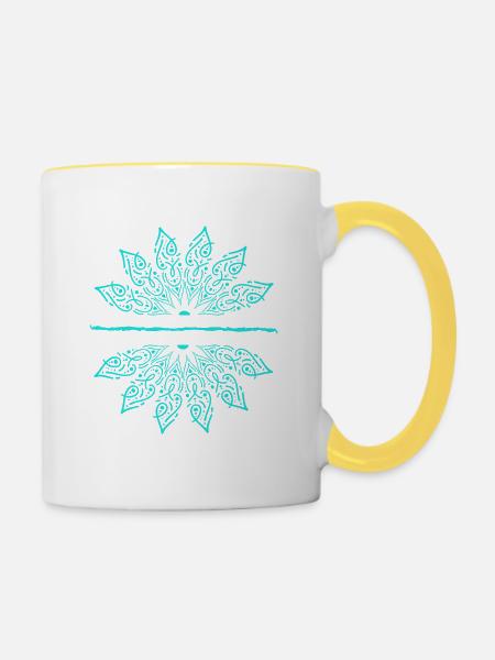Lotus Blume Unalome Yoga Meditation - Tasse zweifarbig - Weiß/Gelb