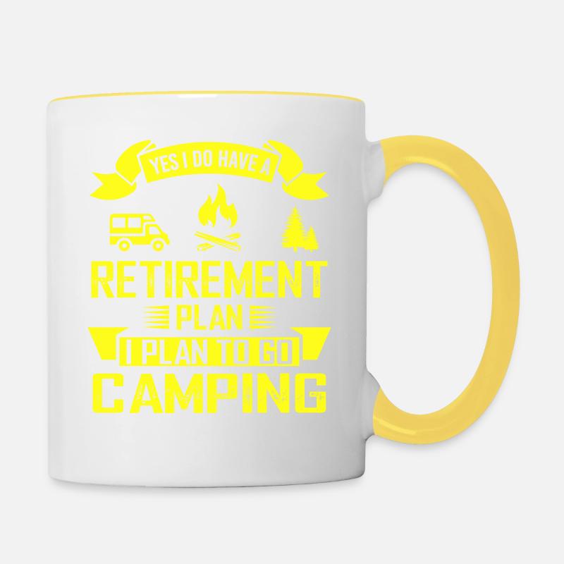 Yes I Do Have A Retirement Plan I Plan To Go - Tasse zweifarbig - Weiß/Gelb