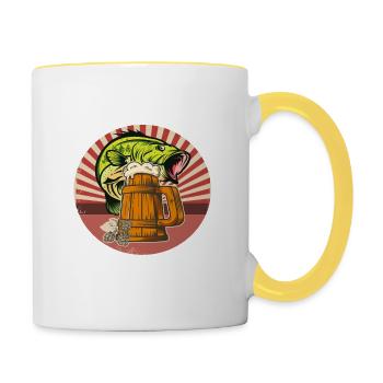 Barsch und Bier - Tasse zweifarbig - Weiß/Gelb - Rechts