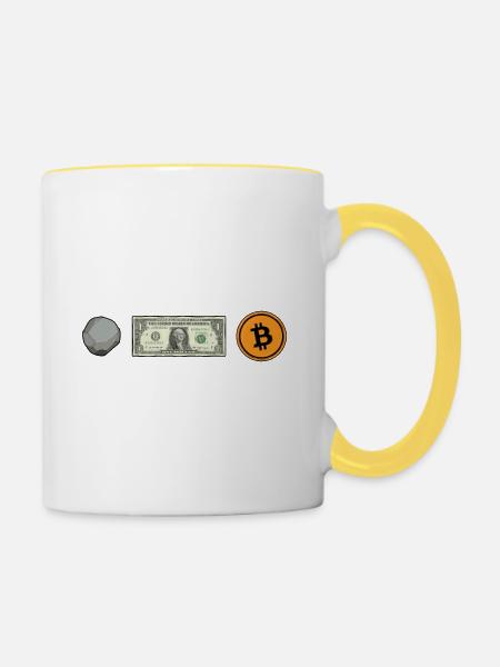 Bitcoin Evolution - Tasse zweifarbig - Weiß/Gelb