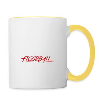 Unihockey & Floorball Evolution Geschenk Hockey - Tasse zweifarbig - Weiß/Gelb - Rechts