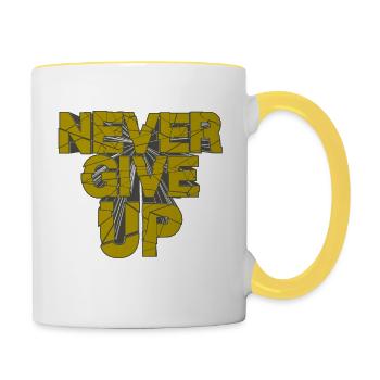 never give up - Contrasting Mug - white/yellow - Right