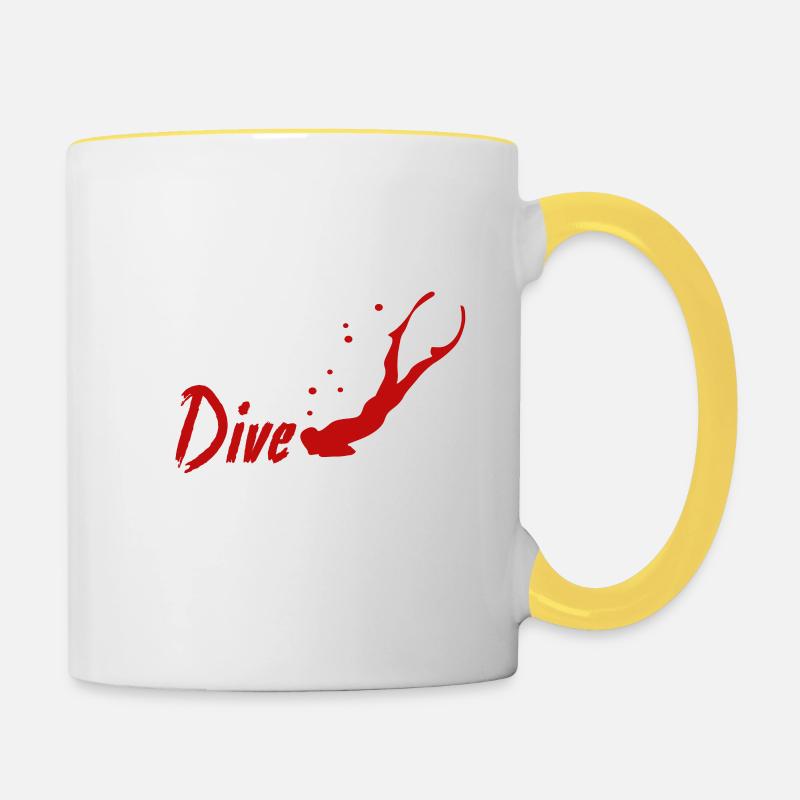 EAT SLEEP DIVE REPEAT plongée apnée apnée - Mug contrasté - blanc/jaune