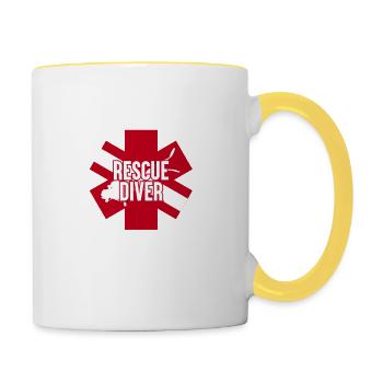 Rescue Tauchen Freitauchen Apnoe Rettungstaucher - Tasse zweifarbig - Weiß/Gelb - Rechts
