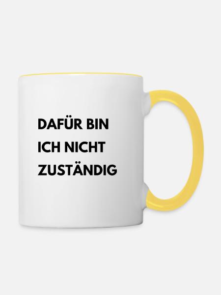 Zuständigkeit im Büro - Tasse zweifarbig - Weiß/Gelb