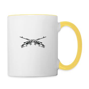 Schießstand Sportschütze Sportschützin Schießsport - Tasse zweifarbig - Weiß/Gelb - Rechts