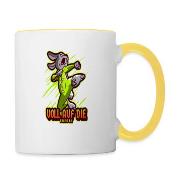 Conception de t-shirt amusant amusant plein dans le visage - Mug contrasté - blanc/jaune - Droite