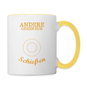 Schießstand Sportschütze Sportschützin Schießsport - Tasse zweifarbig - Weiß/Gelb - Rechts
