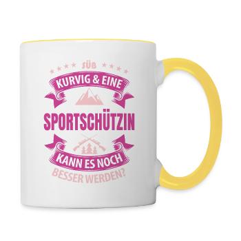 Schießstand Sportschütze Sportschützin Schießsport - Tasse zweifarbig - Weiß/Gelb - Rechts