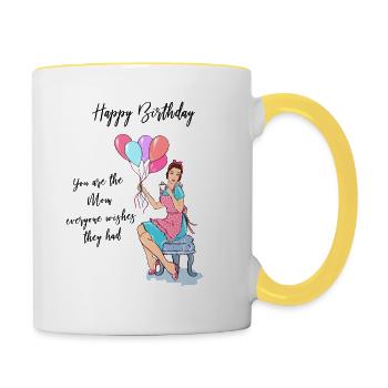 Happy birthday mom - Contrasting Mug - white/yellow - Right