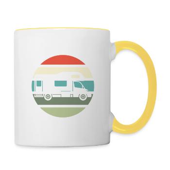 Camping Tshirt Men's Motorhome Camper - Contrasting Mug - white/yellow - Right