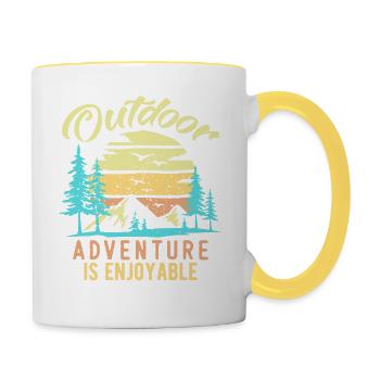 Outdoor Adventure Is Enjoyable Vintage - Contrasting Mug - white/yellow - Right