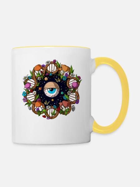 DNA-Zauberpilze - Tasse zweifarbig - Weiß/Gelb