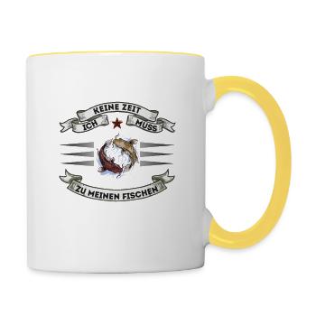 Koi Fische lustige Geschenkidee für Teich Besitzer - Tasse zweifarbig - Weiß/Gelb - Rechts