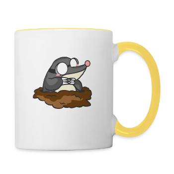 Mole Gardener Animal Funny Garden Gift Cool - Contrasting Mug - white/yellow - Right