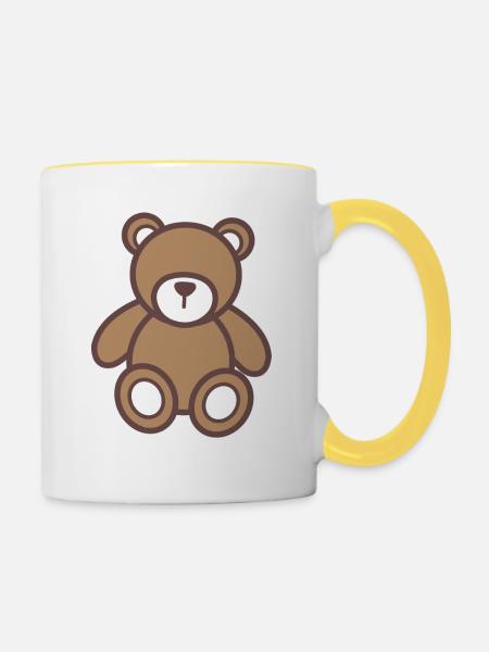 Teddy Bär - Tasse zweifarbig - Weiß/Gelb