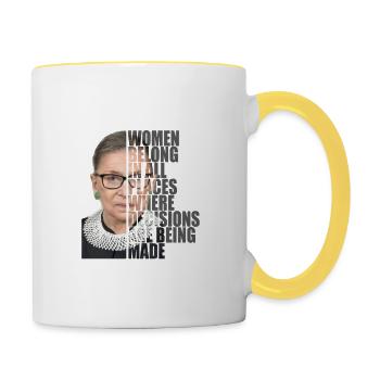 Ruth Bader Ginsburg RBG Design für einen RBG Fan - Tasse zweifarbig - Weiß/Gelb - Rechts