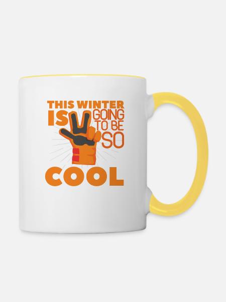 Winter - Tasse zweifarbig - Weiß/Gelb