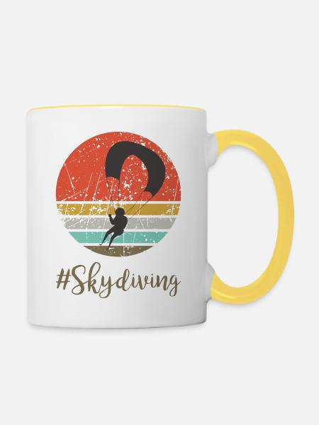 Skydiving and Parachute - Tasse zweifarbig - Weiß/Gelb