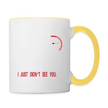 Chemise de gars de voiture - Mug contrasté - blanc/jaune - Droite