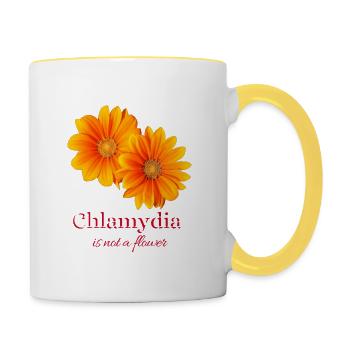 STD Prevention. Chlamydia Is Not A Flower. - Contrasting Mug - white/yellow - Right