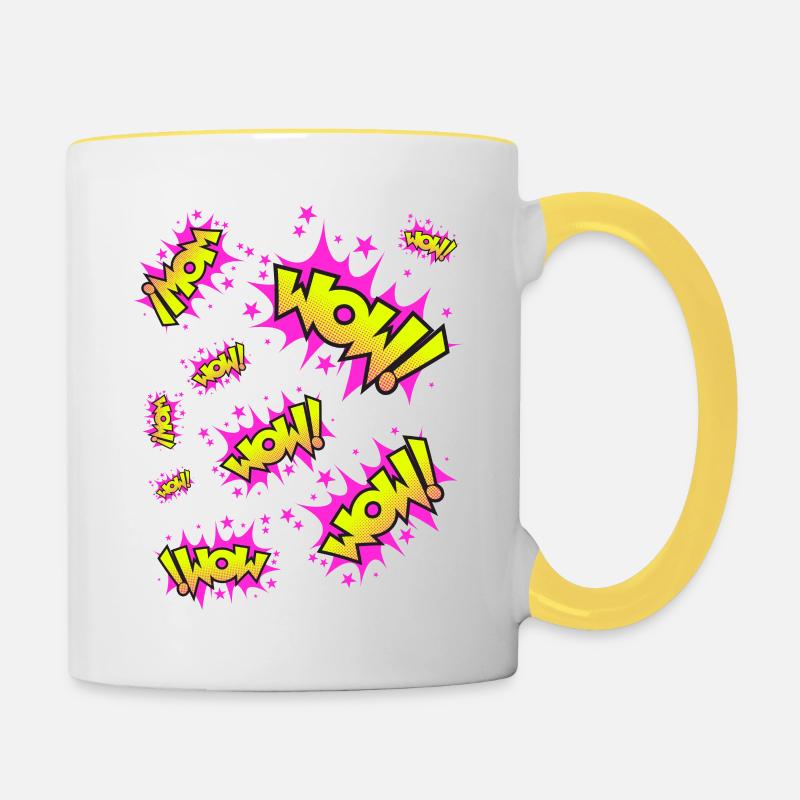 Neon Yellow Pink WOW! - Contrasting Mug - white/yellow