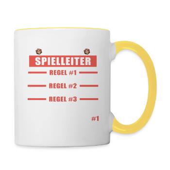 Spielleiter Fantasy Rollenspiel Tshirt Game Master - Tasse zweifarbig - Weiß/Gelb - Rechts