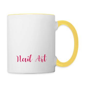 Nail Art Nail Designer cadeau pour les salons de manucure - Mug contrasté - blanc/jaune - Droite