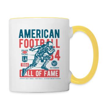 Football américain, mur de la renommée - Super américain - Mug contrasté - blanc/jaune - Droite