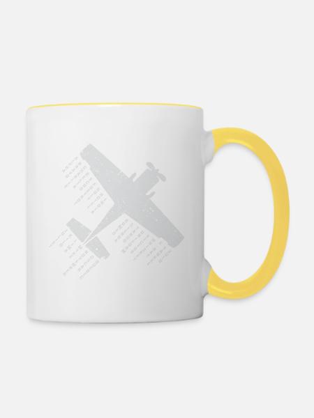 Flugzeug-Pilot Phonetisches Alphabet Geschenk - Tasse zweifarbig - Weiß/Gelb