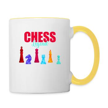 Schach Checkmate Tshirt Schachmatt Schachspieler - Tasse zweifarbig - Weiß/Gelb - Rechts