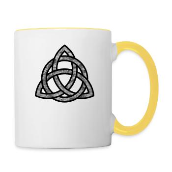 Keltischer Knoten - Tasse zweifarbig - Weiß/Gelb - Rechts