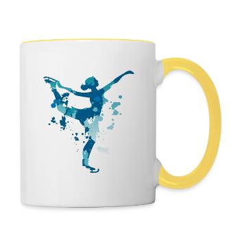 Eiskunstlauf splash - Tasse zweifarbig - Weiß/Gelb - Rechts