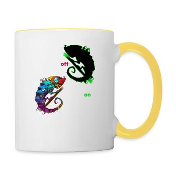 Caméléons - Mug contrasté - blanc/jaune - Droite