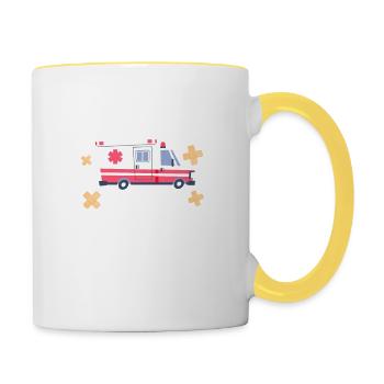 Ich Bin Pflasterlaster Fahrer Sanitöter Geschenk - Tasse zweifarbig - Weiß/Gelb - Rechts
