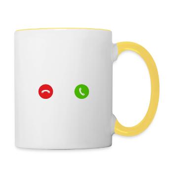 Religious Christian Jesus Is Calling And I Must Go - Contrasting Mug - white/yellow - Right