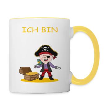 4. Geburtstag Kind Pirat - Tasse zweifarbig - Weiß/Gelb - Rechts