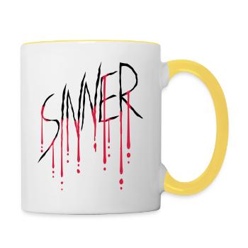 Sinner Wunde Kratzer - Tasse zweifarbig - Weiß/Gelb - Rechts