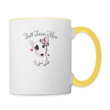 Bull terrier - Mug contrasté - blanc/jaune - Droite
